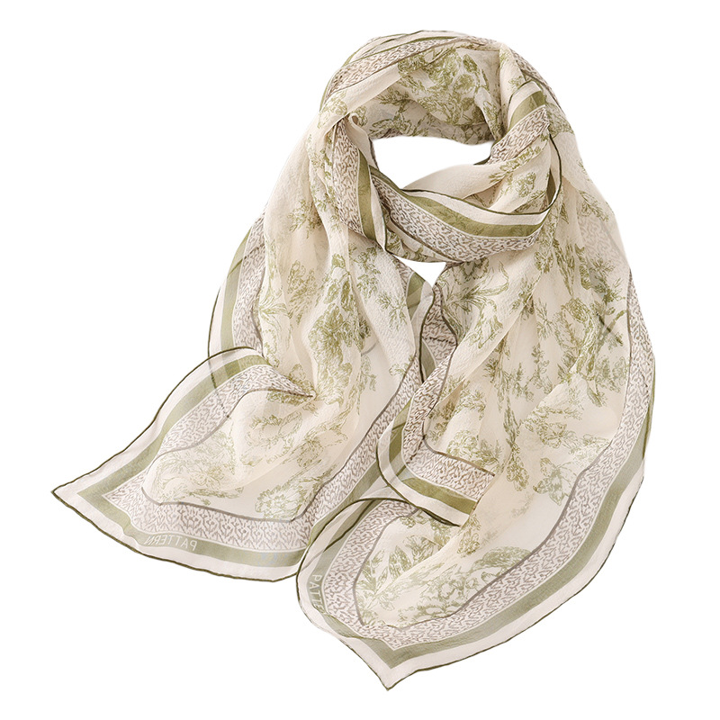 Écharpe de seda para mulher cachecol em chiffon com pérolas_voghion.com