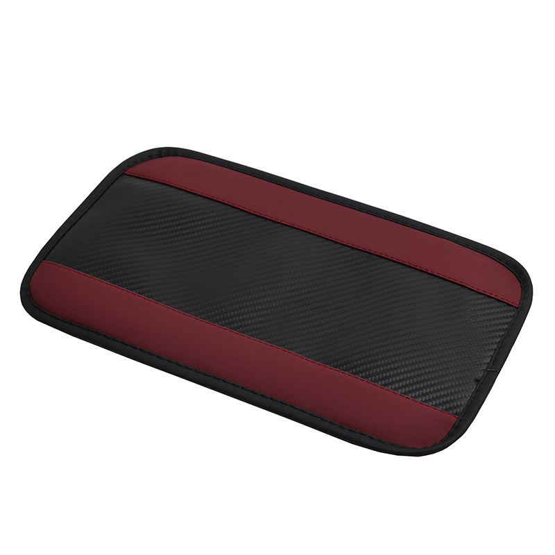 carbon fiber leather – Universal Armrest box pad - red