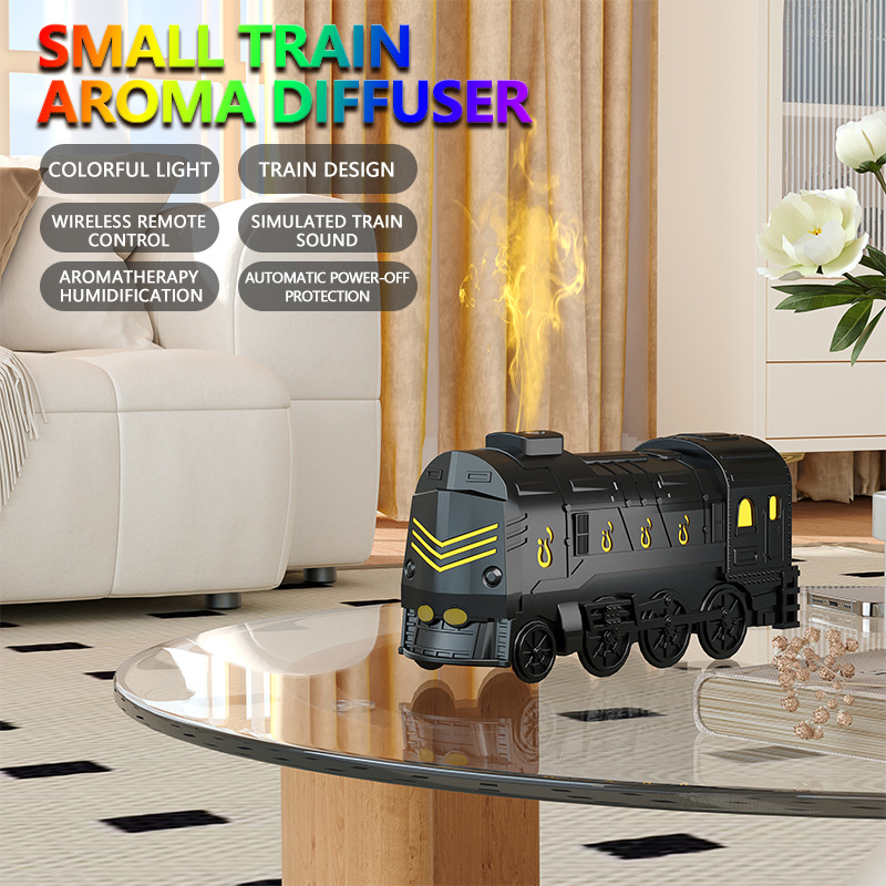 Creative Train Aroma Diffuser Humidifier, Steam-Style Retro Train Ornament, Essential Oil Diffuser, Silent with Large Mist Output