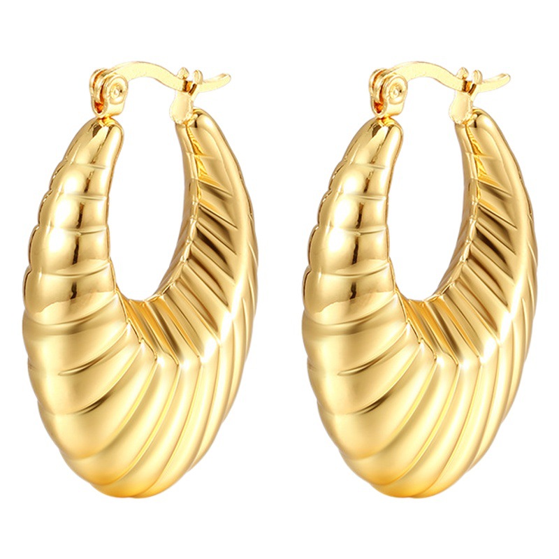 INS estilo francés Luz de lujo de alto grado de acero de titanio hueco pendientes de acero inoxidable 18K chapado en oro geométrico de titanio pendientes de acero