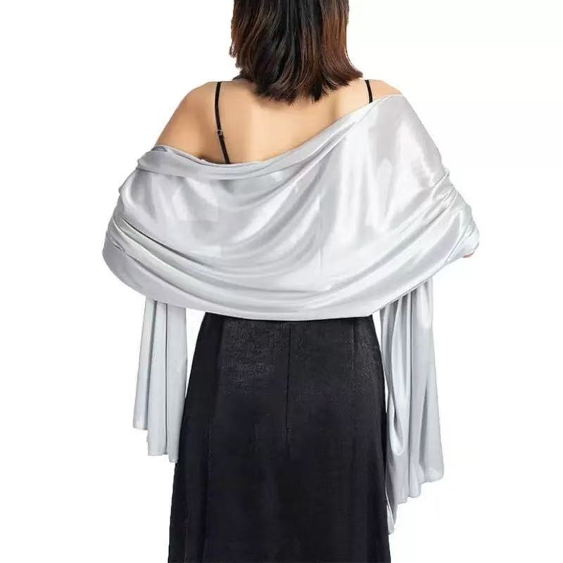 2026 Amazon Cross-Border Shiny Elastic Satin European and American Wedding Shawl Evening Dress Scarf Party Bridal Gown