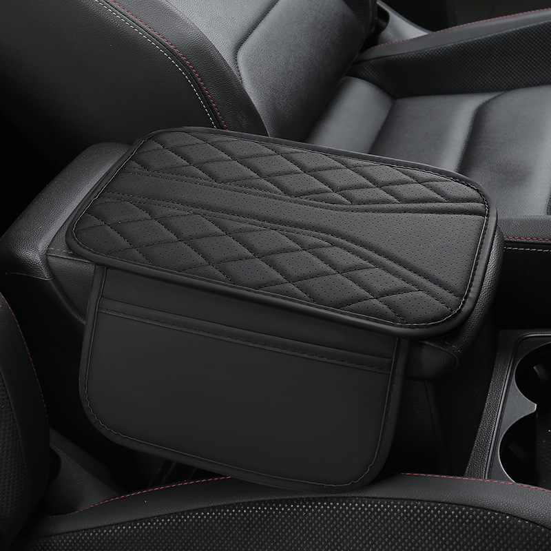 Car Armrest Box Mat, Non-Slip and Wear-Resistant Full Leather Protective Mat, Storage Bag, Nappa Nappa Leather, Cross-Border Hot-Selling Item