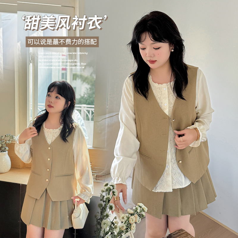 Inno Plus Size Heavy Lace Shirt with Wool, Spring New Versatile Sweet Top 132018t22