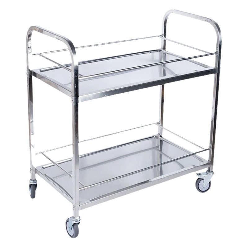 Manufacturer Wholesale Thickened Square Tube Stainless Steel Dining Cart Hotel Restaurant Food Delivery Cart Three-Layer Commercial Multi-Functional Trolley