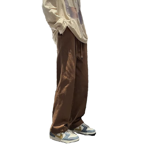 Vintage khaki men's spring autumn oversize Japanese casual drop-in leisure work pants straight leg loose wide-leg