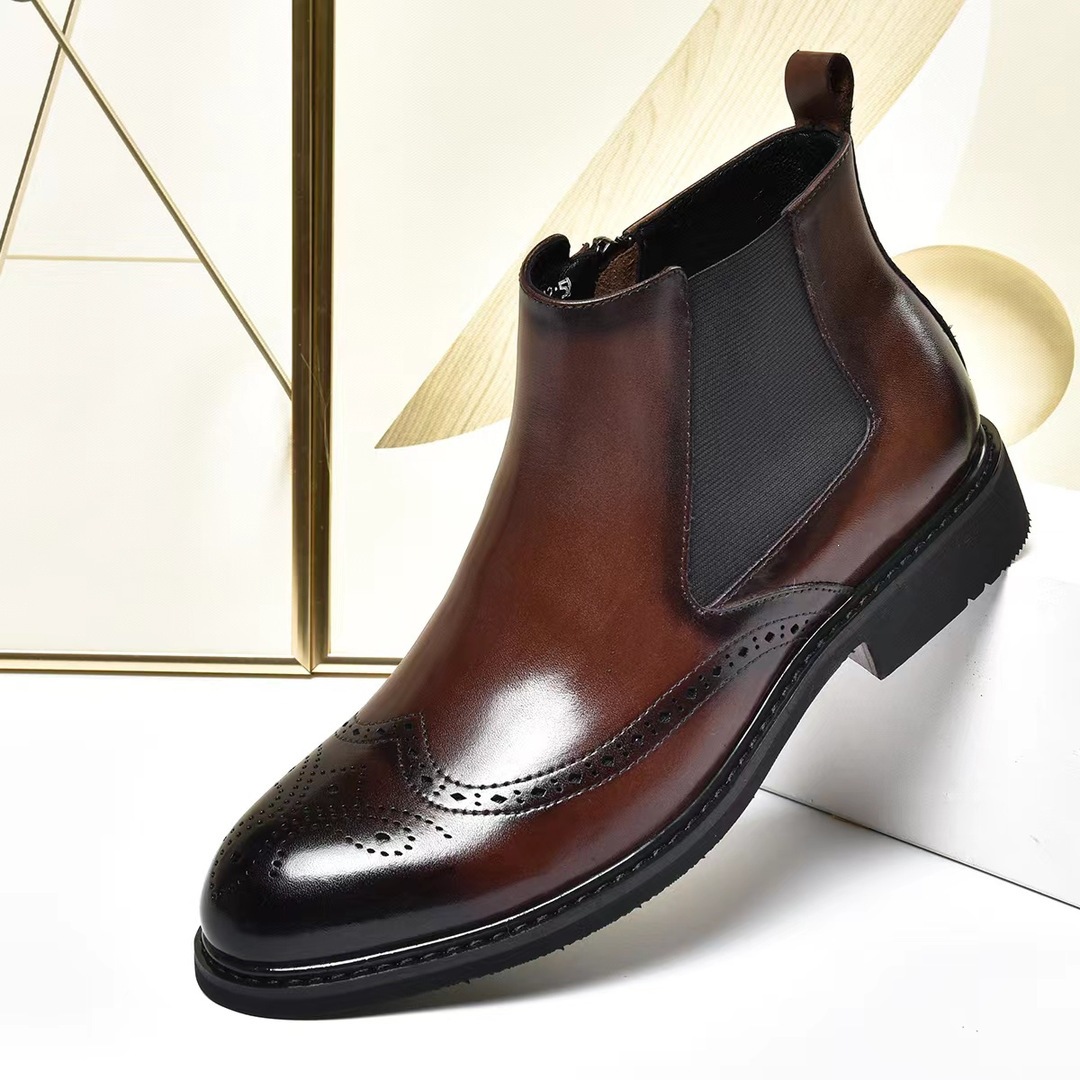 Fashionable business men's boots for foreign trade, extra-large size, short-cut retro Chelsea men's boots for cross-border trade