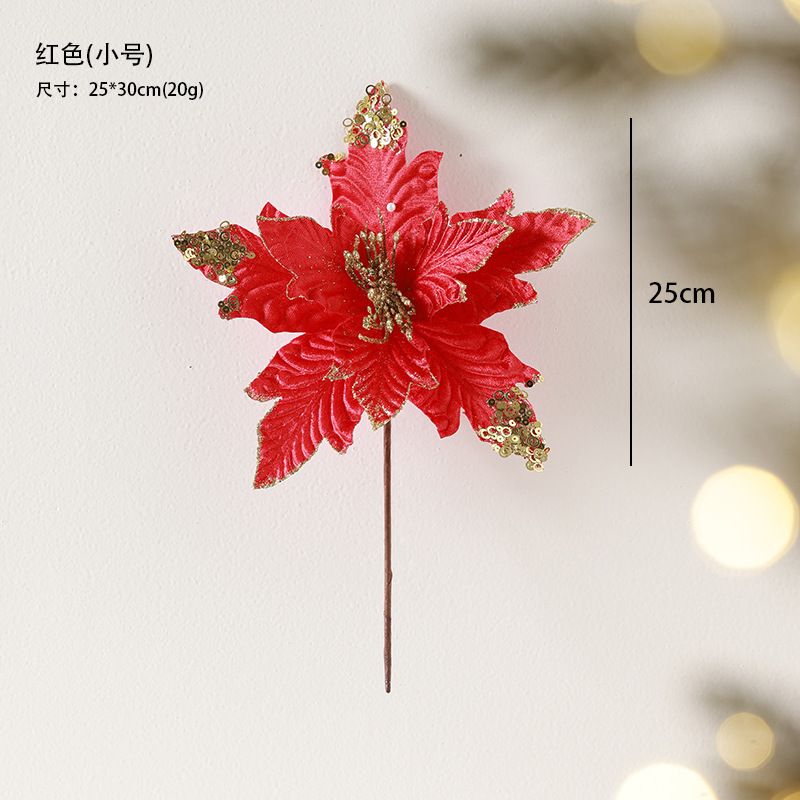 クロスボーダー韓国式スパンコール花25cmクリスマス花模造手作り花シャンパン金色ピンク花クリスマスツリー装飾品|undefined