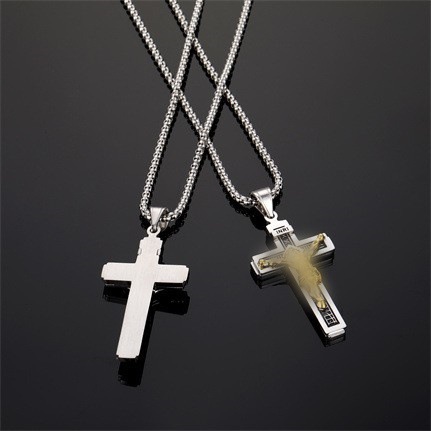 Suministro directo de fábrica vintage electrochapado Cruz joyería diseño de titanio accesorios de acero colgante europeo y americano collar de acero inoxidable