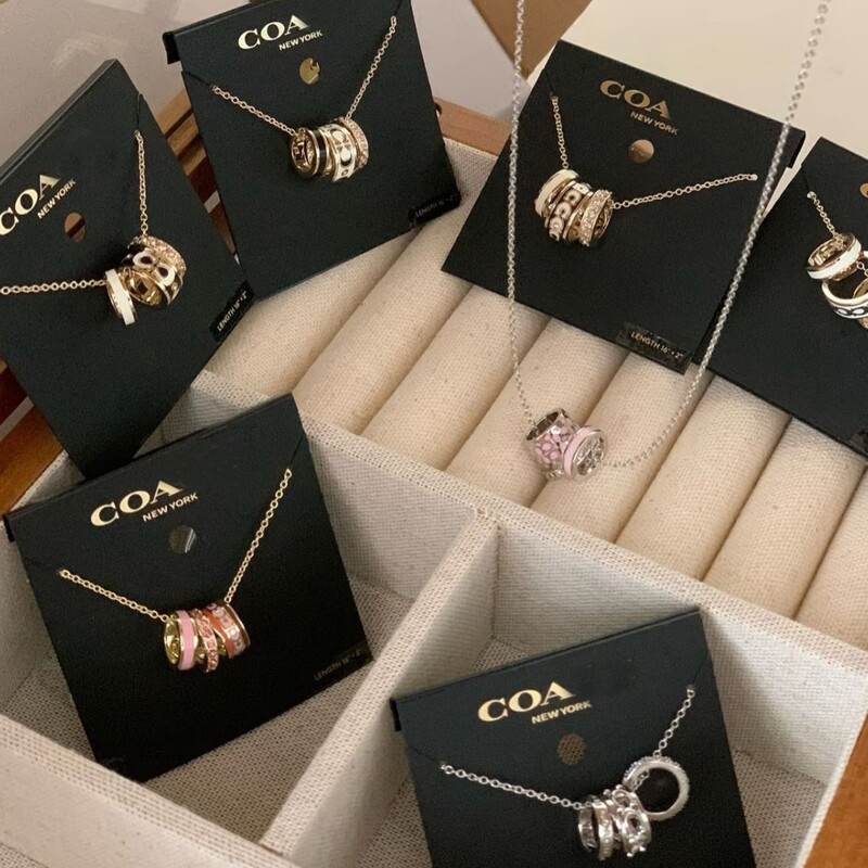 Coa Epoxy Three Ring Narrow Series Best Friend Necklace Light Luxury Fashion Classic Logo 520 Valentine's Day Gift