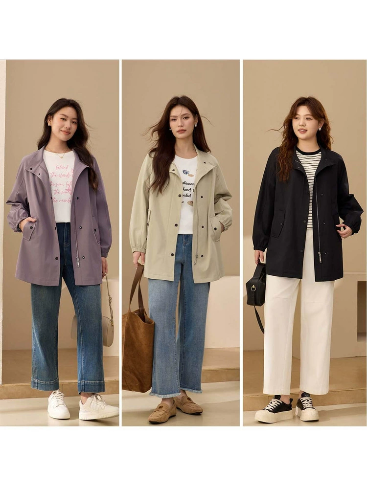 Trench coat, trend autumn jacket, plus size