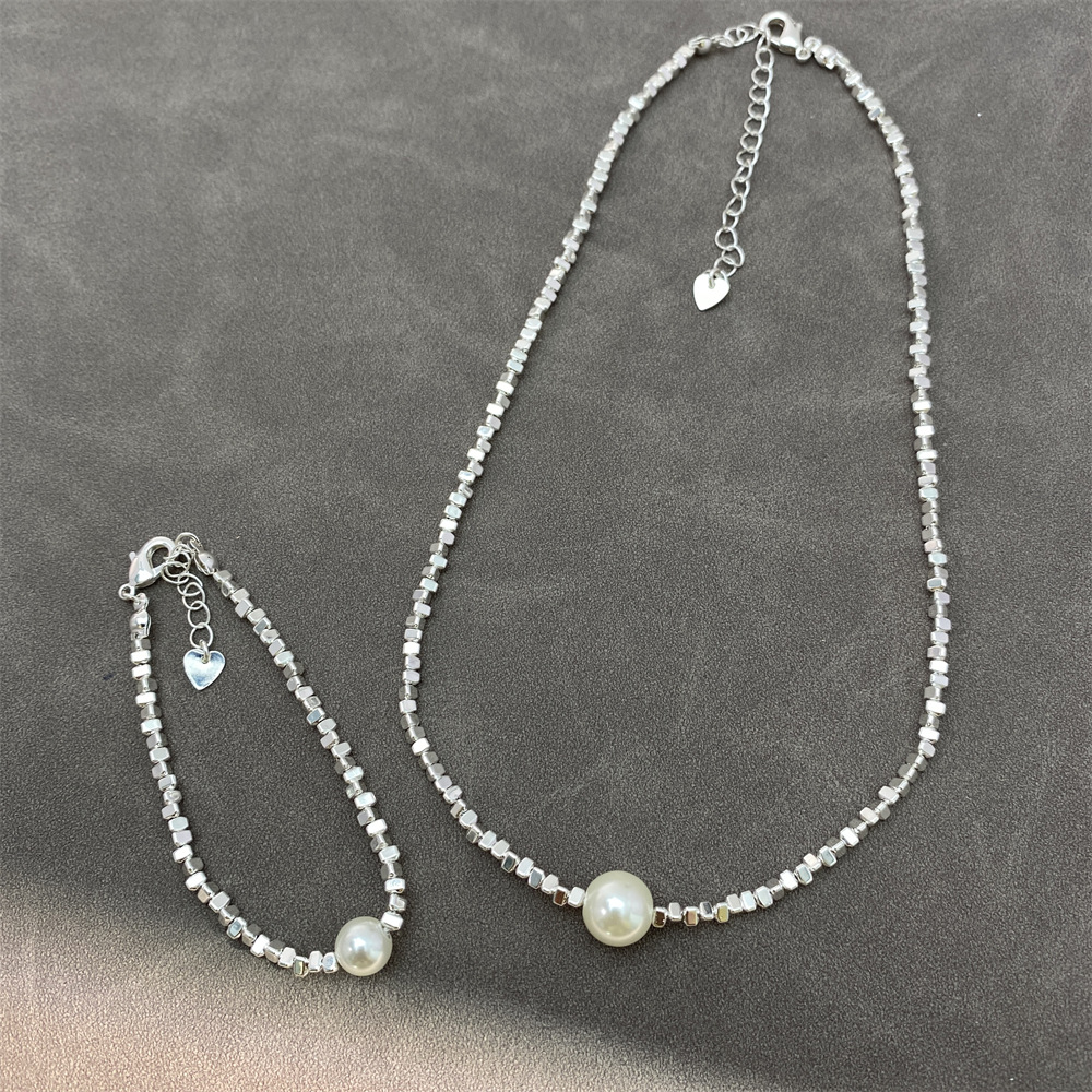 Kupfer Lässig Einfacher Stil Perlen Perle Geometrisch Armbänder Halskette display picture 5