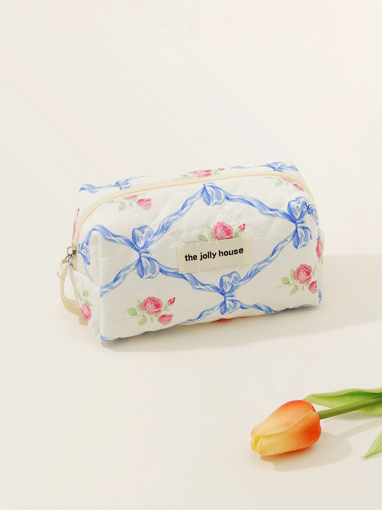 Cosmetic Bag Liner with Bow (liner) — Quilted Cotton, Large/Medium/Small Multi-Size Set