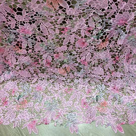 现货蕾丝数码印花出水芙蓉水溶绣花镂空雕花时装连衣群礼服面料