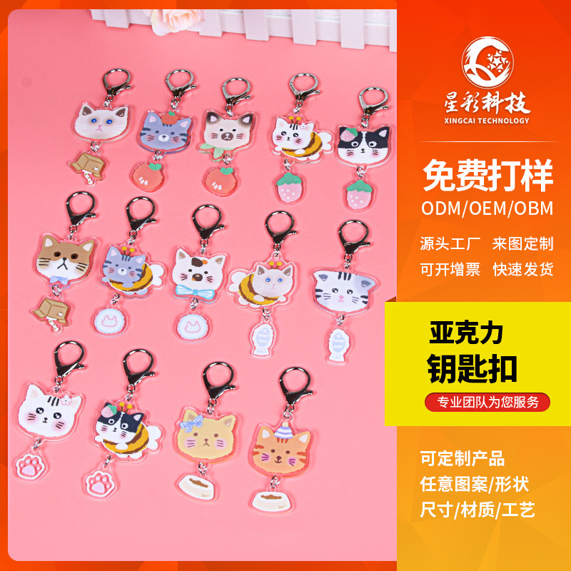 Acrylic key chain custom pet cute cat dog pendant diy Corgi photo pendant to map custom