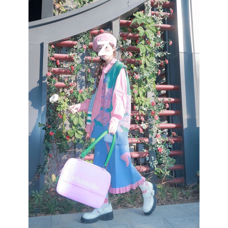 巨好看的早秋穿搭套装森系多巴胺针织马甲叠穿衬衫半身裙女三件套|undefined