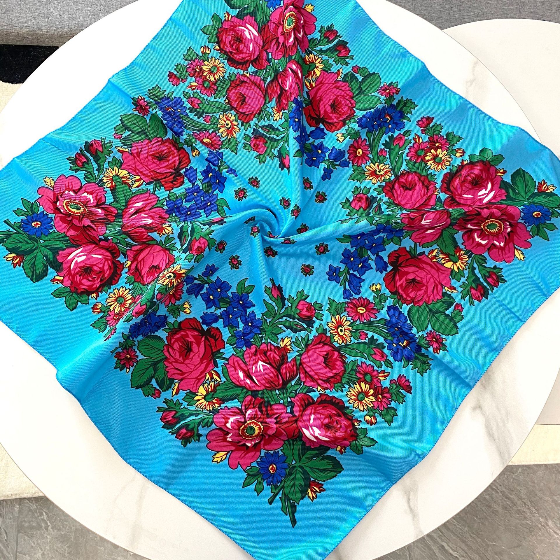 Silk Scarf Classification Women's Retro Ethnic Style Bohemian Flower Artificial Cotton Printing Silk Scarf