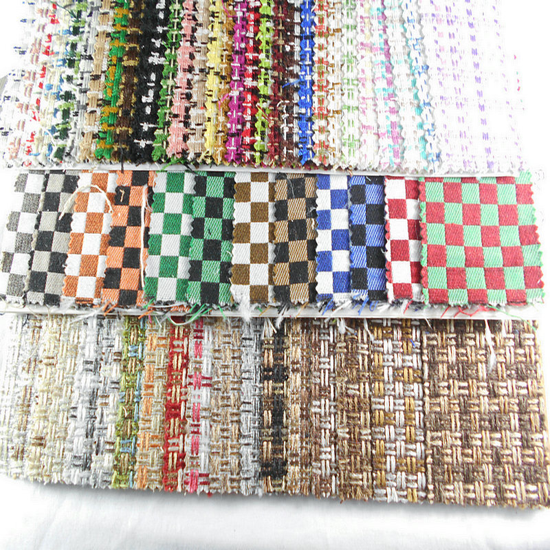 全涤仿麻布色织格子七彩色织条纹格仔仿麻布鞋材箱包手袋包装面料