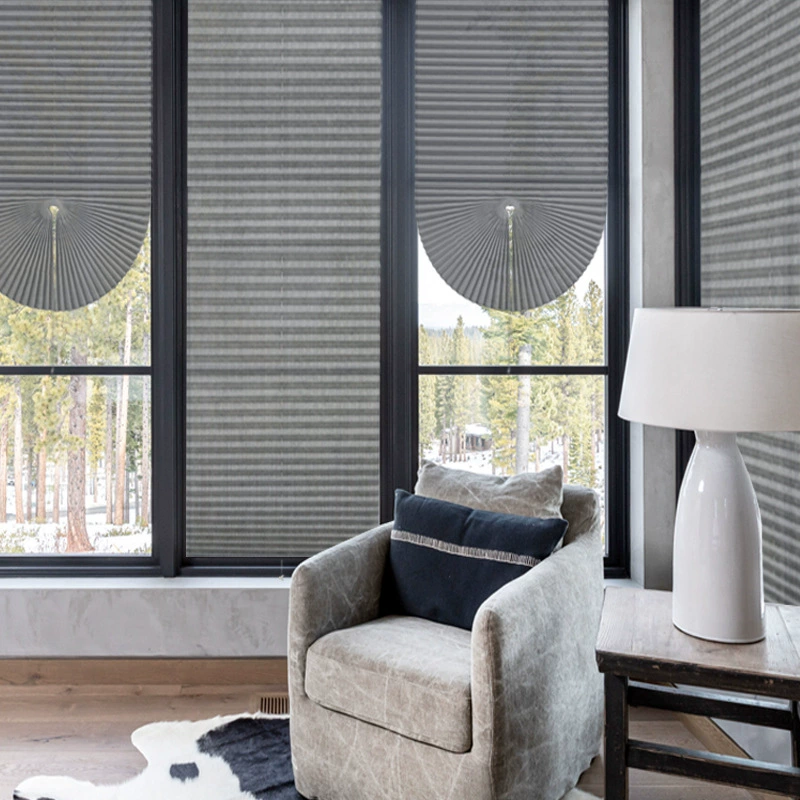 Cross-border draw rope pleated curtain folding curtain without holes and blinds embossed printing pattern pleatedblind
