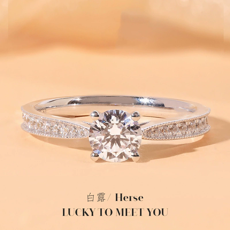 Live Explosions Classic Four Claw 1 karat Princess Plated pt950 Artificial High Carbon Diamond Ring Women's European and American Proposal Ring