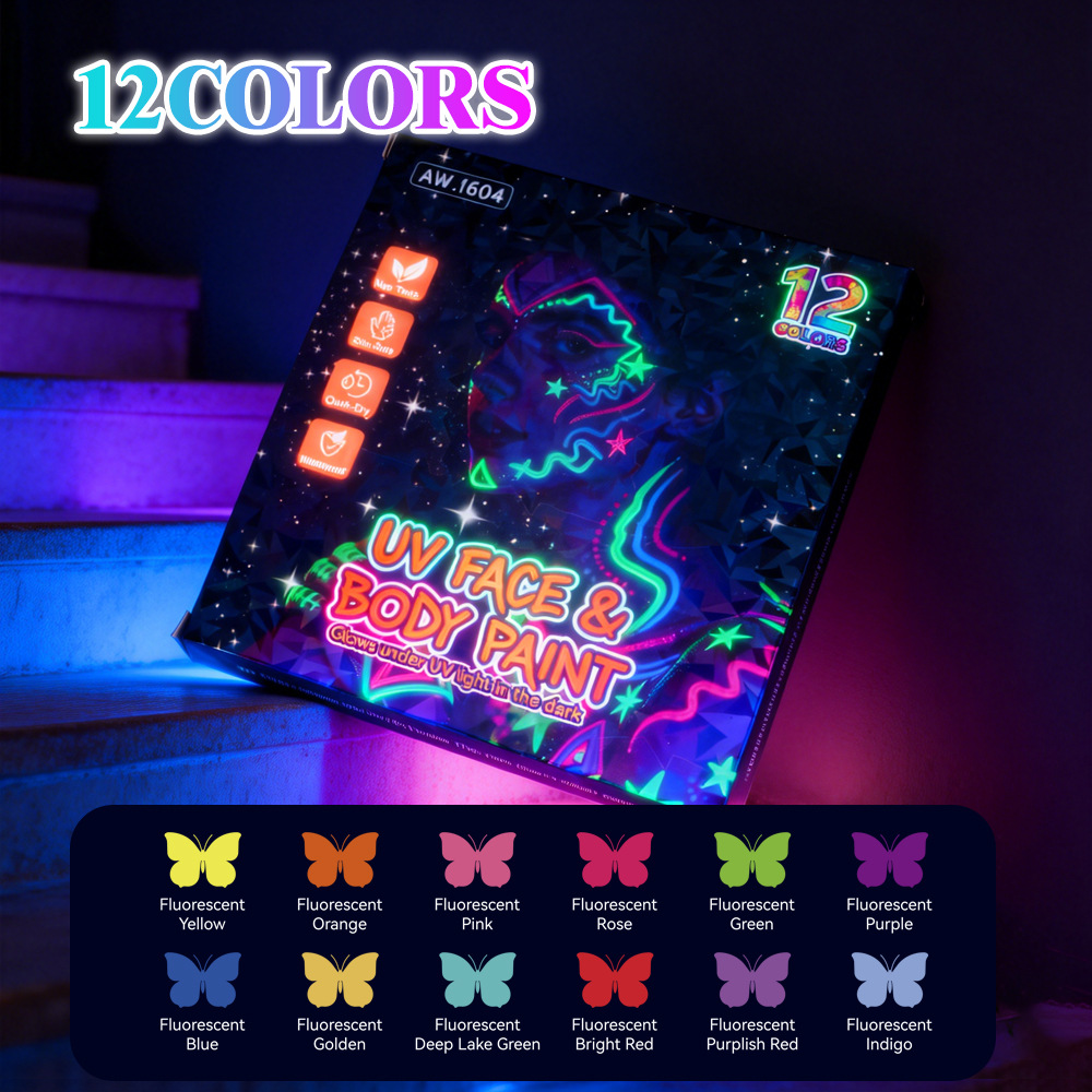 Lápiz de tatuaje UV líquido directo lavable, lápiz de pintura fluorescente para el cuerpo humano, lápiz de graffiti de pintura de piel de fiesta