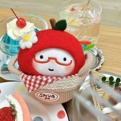 10cm春のシリーズのリンゴの頭のカバーの綿の人形のヌヌは熊のchiikaoの頭のカバーのピクニックかごの置物を嘲笑します。
