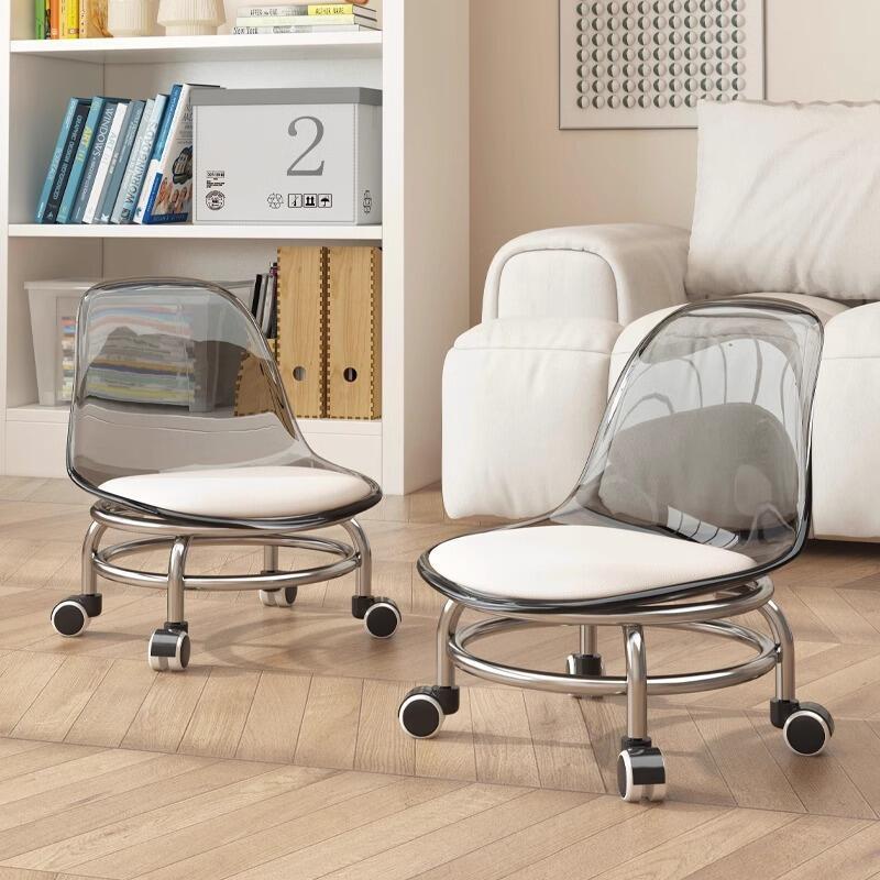 [Foreign Trade Model] Transparent Small Stool with Universal Wheels for Toddlers, Pulley Low Stool, Household Acrylic Chair, Kidsren's Stool