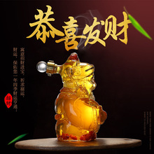 工艺玻璃泡酒瓶 5斤2斤大容量财神爷透明泡酒可用酒瓶 空心醒酒瓶