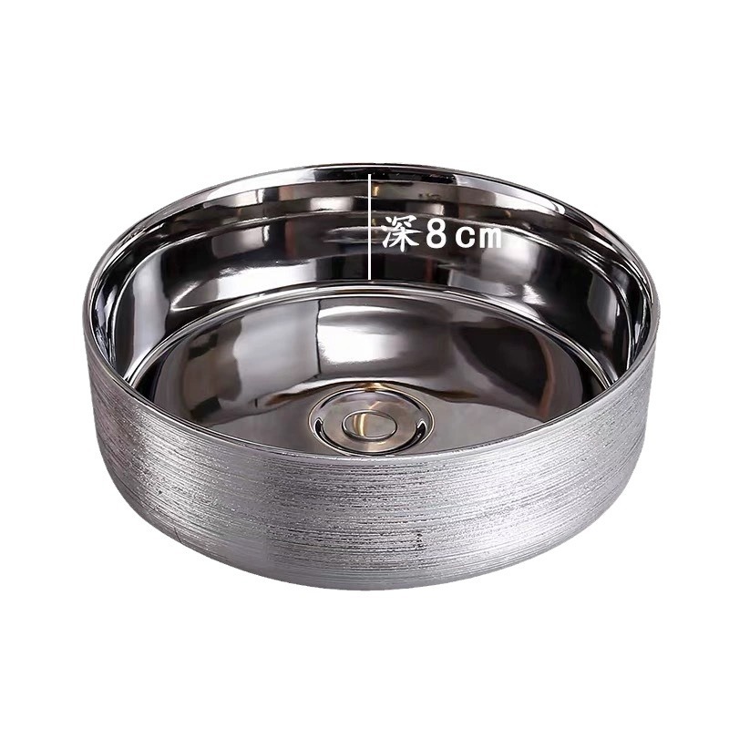 Galvanoplastia mesa de cerámica lavabo Hotel pequeño tamaño redondo transfronterizo lavabo cuenca única