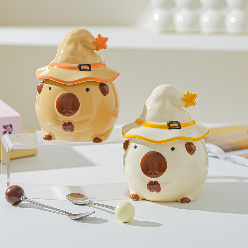 Taza Capibara para chicas lindas tazas de cerámica con tapa de agua regalo de cumpleaños tazas creativas de alto valor facial