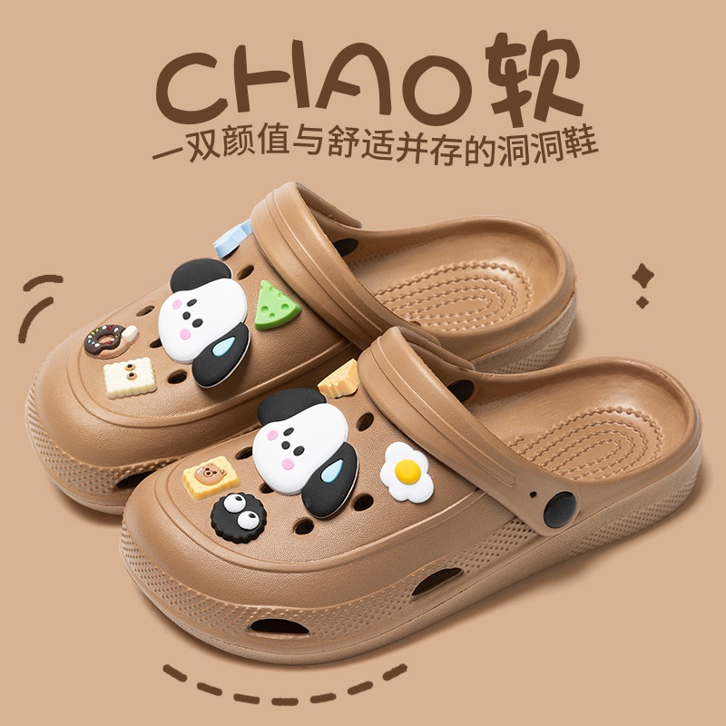 Zapatos con agujeros para niñas, parejas de ropa exterior, arrastre de Baotou, sandalias y pantuflas para mujeres, zapatos para el hogar para mujeres, sandalias y pantuflas para hombres, zapatos con agujeros para hombres