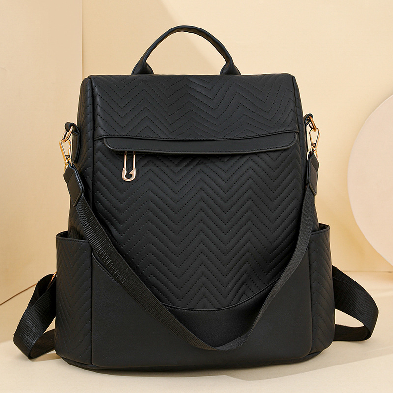 Comercio exterior al por mayor 2025 nueva mochila de mujer de color sólido moda versátil de gran capacidad