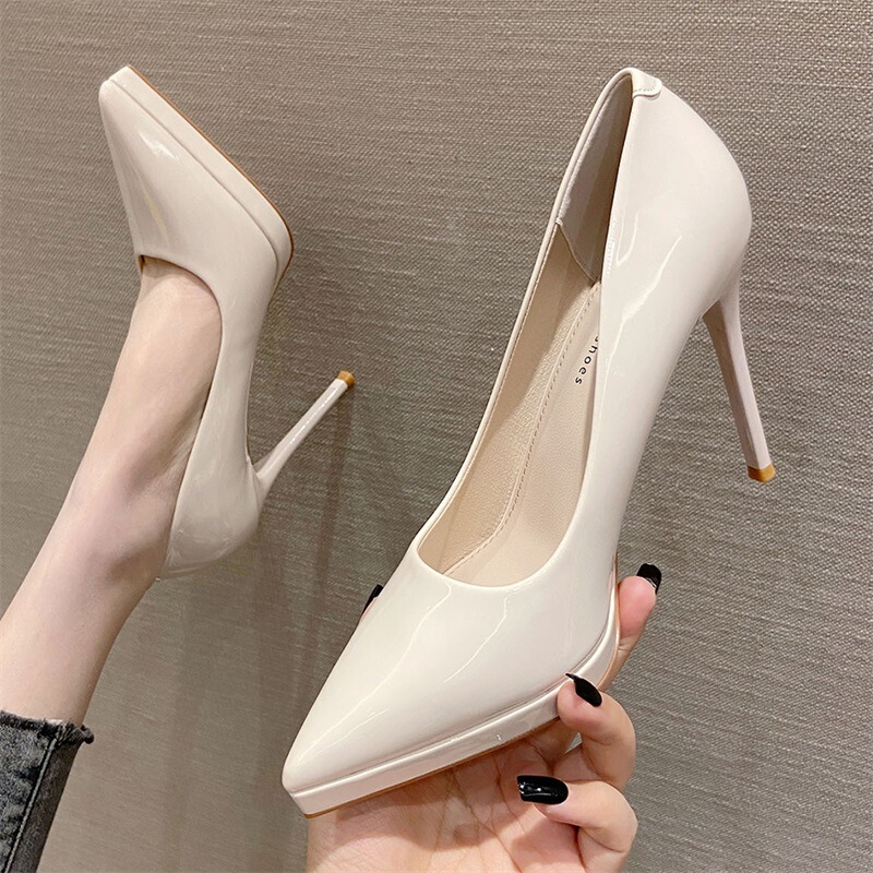 1088A Korean version of patent leather sexy women's shoes fashion pointed stiletto heel temperament high heels fairy style simple shoes women