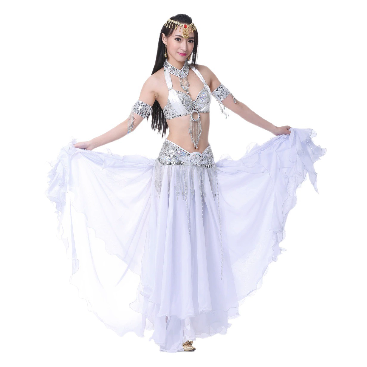 Шифоновый рулет с двойными открытыми ушами юбка танец живота юбка танец живота