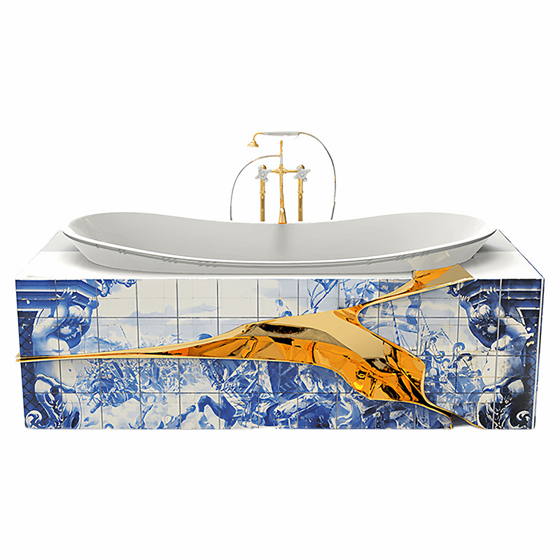Italian-Style Minimalist Stainless Steel Metal Bathtub for Home Use, Designer High-End Feel, Portuguese Beauty Salon Bathtub, Villa Italian-Style Minimalist Stainless Steel Metal Bathtub for Home Use, Designer High-End Feel, Portuguese Beauty Salon Bathtub, Villa