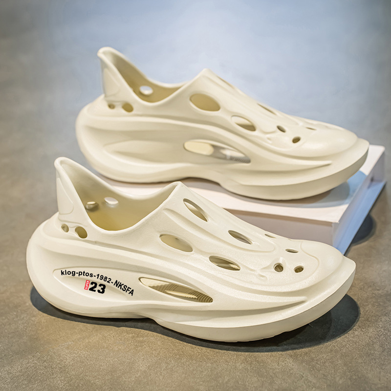 Zapatos transfronterizos de gran tamaño con agujeros para hombres, uso exterior de verano, antideslizante, Baotou, sandalias de playa con sentido de la mierda para hombres