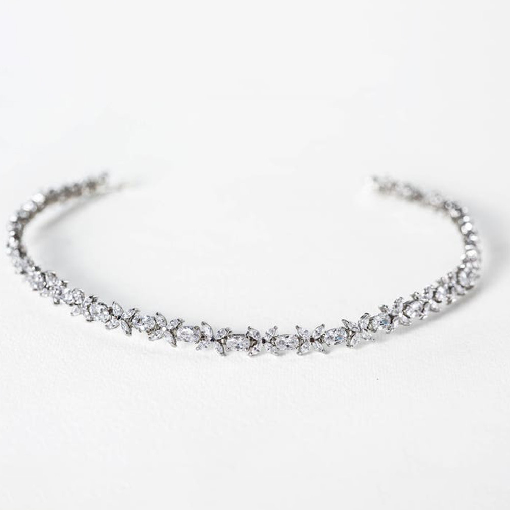 leaf zircon headband temperament luxury versatile bride wedding dress fashion headdress accessories female Hair band_voghion.com