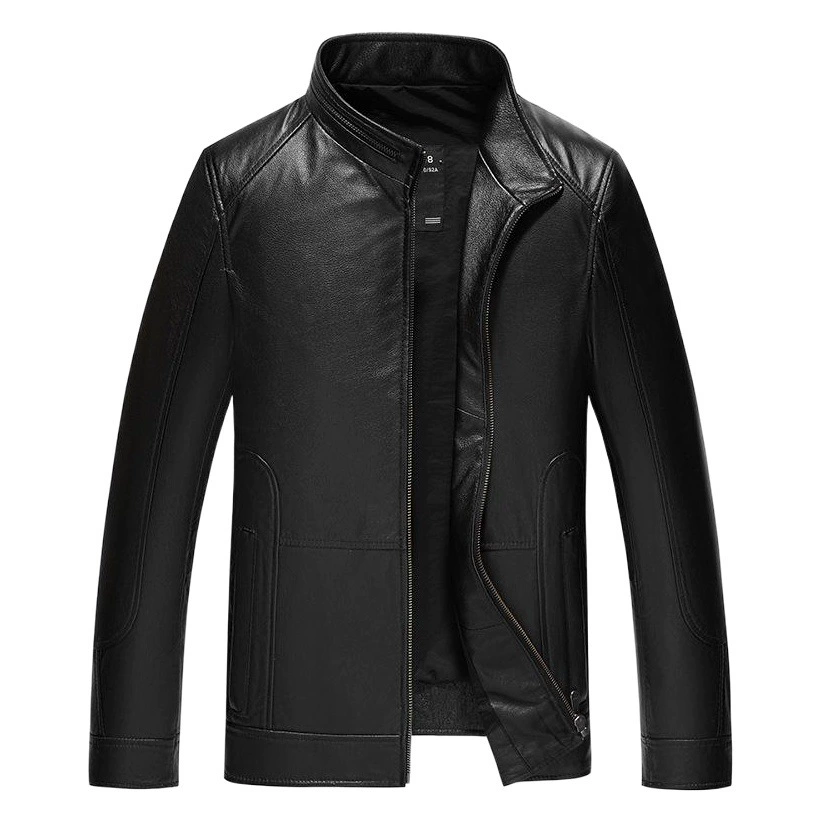 Куртка из натуральной кожи Haining для мужчин, короткая куртка из натуральной кожи с воротником-стойкой, весенне-осенняя куртка из первого слоя воловьей кожи, модная.