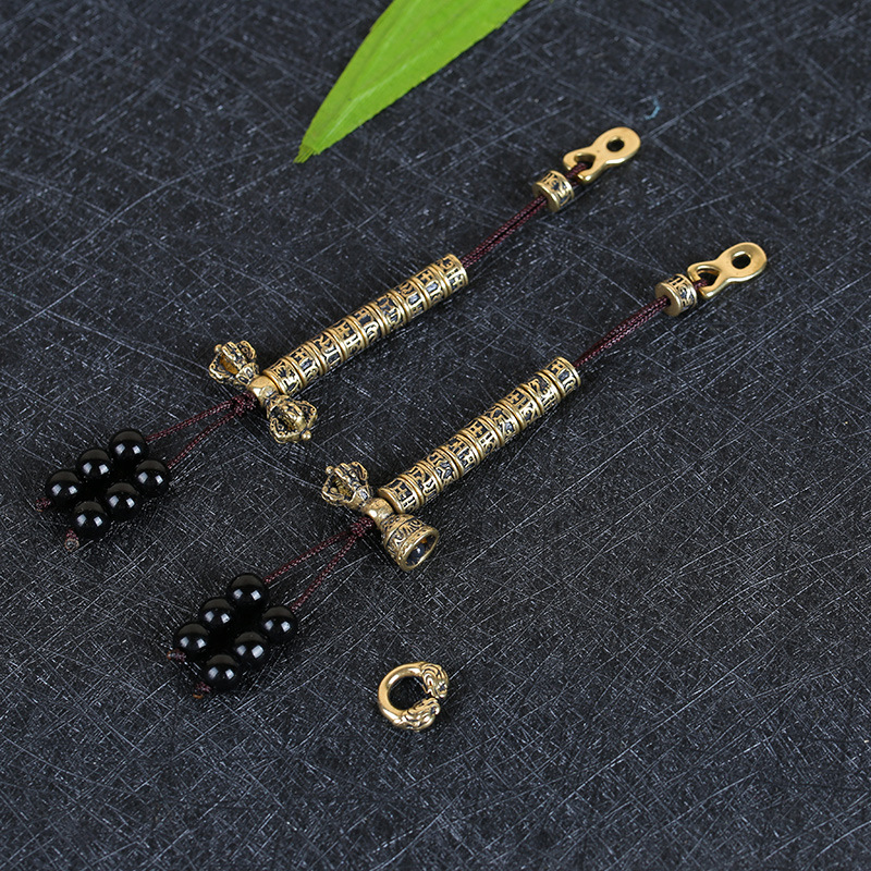 황동 빈티지 6자 만트라 비즈 액세서리 부처님 머리 3방향 4종 세트 금강석, 별, 달, 보리 액세서리 패키지