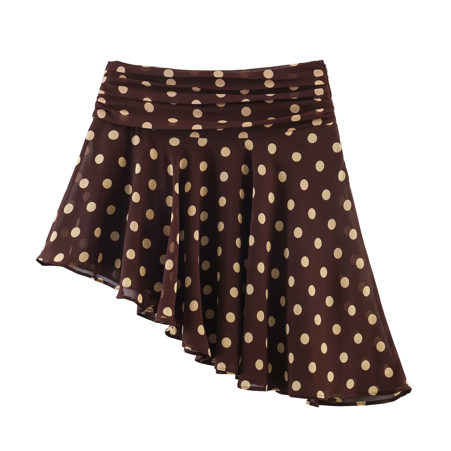 PB&ZA Women's Asymmetrical Midi Skirt French Gentle Mesh Polka Dot Summer New Arriva_ecoleips.com