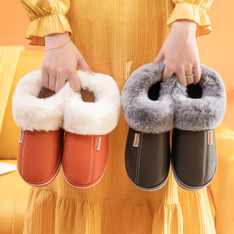 Papuci noi din bumbac PU, pachet complet, cu talpă groasă antiderapantă pentru bărbați și femei, pentru uz casnic, pentru interior_voghion.com