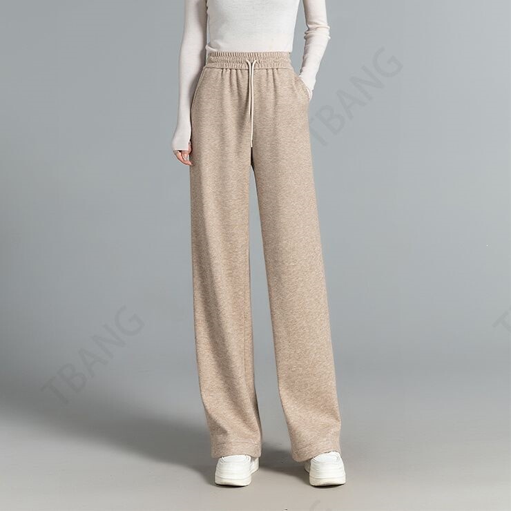 Solid Color Acetate Cashmere Knit Versatile Wide-Leg Pants with Fleece Lining and Thickened Fabric K712 Solid Color Acetate Cashmere Knit Versatile Wide-Leg Pants with Fleece Lining and Thickened Fabric K712