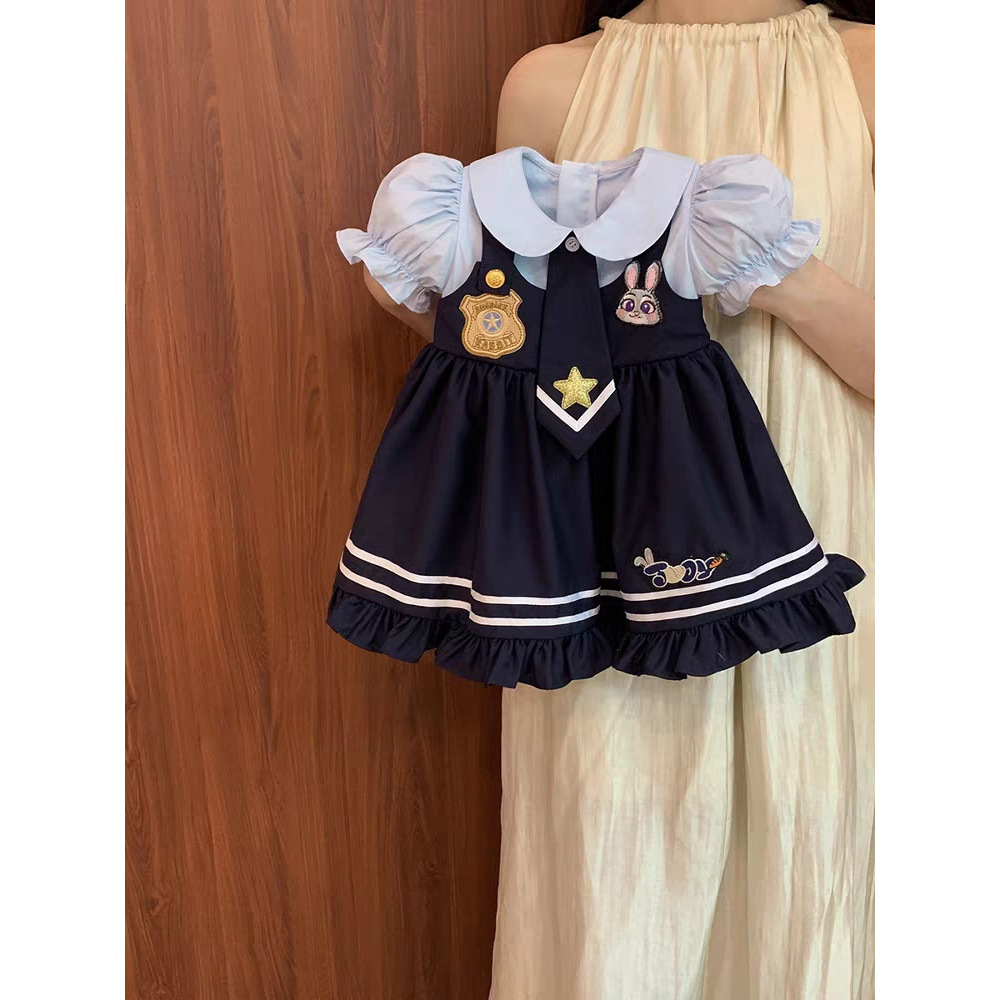 Vestido de princesa Lolita de siete niñas de limón salado estilo occidental 2025 nuevo vestido de policía de conejo de bebé de niña de verano