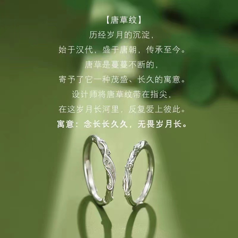 鯨喜純銀情侶戒指一對小眾開口情侶款對戒2024新款七夕禮物送男女
