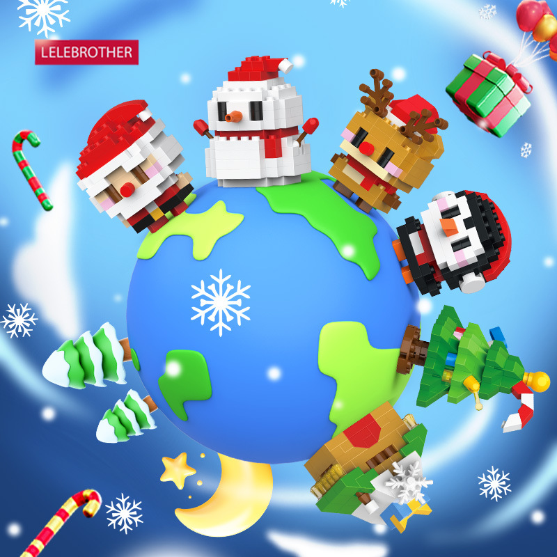 Regalos de Navidad Bloques de construcción Pequeñas partículas Juguetes para niños Papá Noel Muñeco de nieve Árbol de Navidad Puzzle tren
