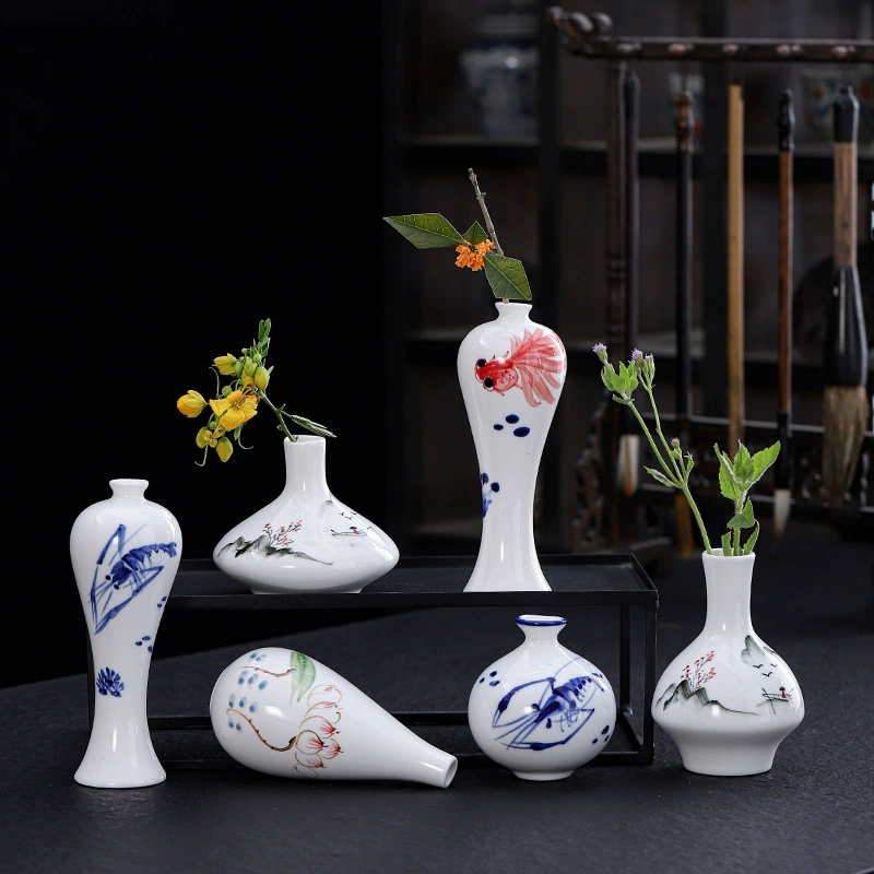 Ручная роспись керамическая ваза селадон нефритовая чистая бутылка керамическая цветочная ваза с гидропонным цветком