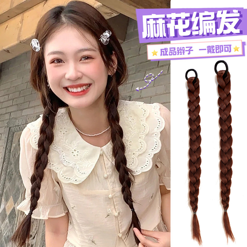 Hongxiu Selection - Internet Celebrity Sexy Exclusive Twist Dreadlocks Natural Wig Braids for Girls, Playful and Cute Double Ponytails