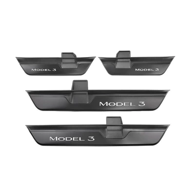 Dekorativ pedal başlıqları – for Tesla Model 3/Y New - renewal-3-threshold-strips-matte-black-style4-pieces-1-set