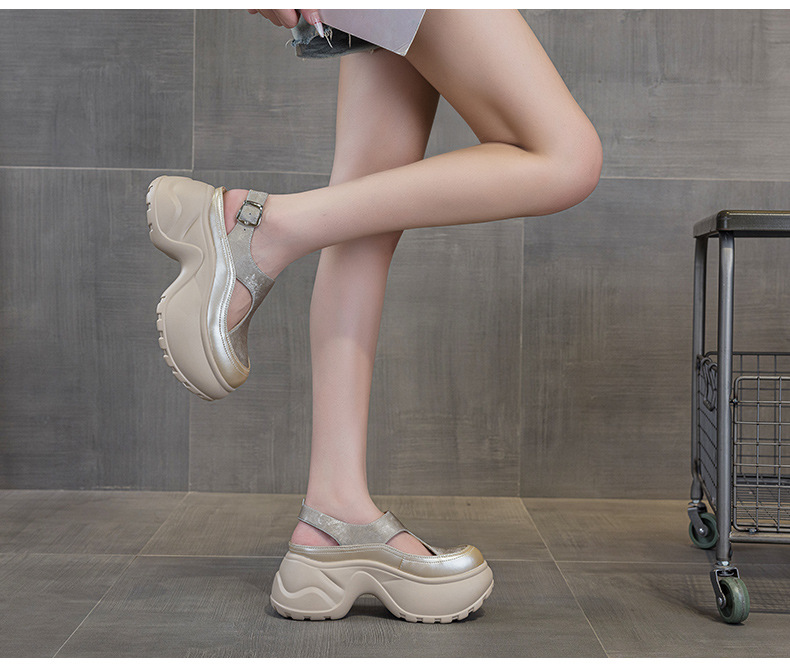 Sandal nữ đế dày mũi bít phong cách La Mã — M2897 xanh lá, M2897 bạc, M2897 màu mơ, M2897 màu da báo chi tiết 33