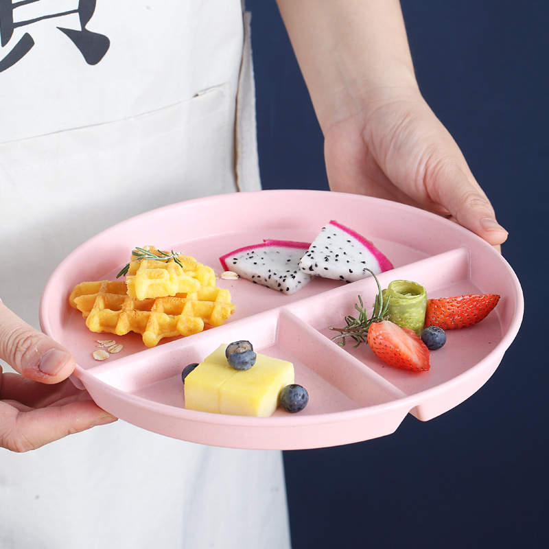 Placa dividida Placa de reducción de grasa placa dividida separada comida individual placa cuantitativa tres rejilla hogar adulto placa de plástico resistente a la caída