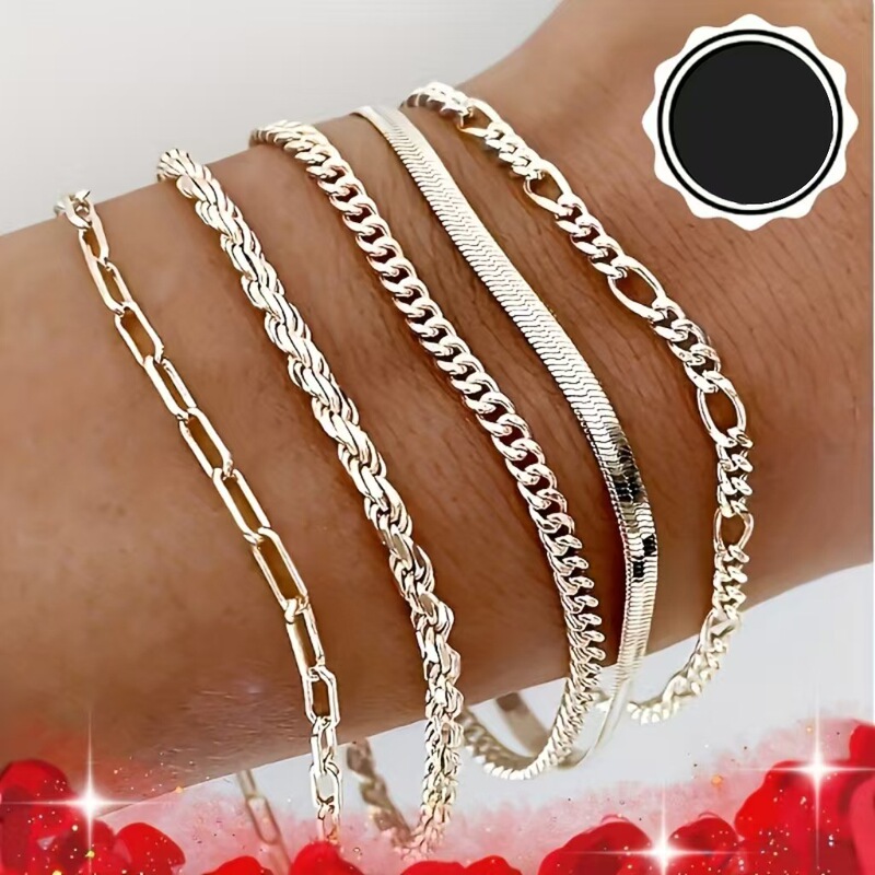 Foreign Trade Cross-Border Set of Decorative Personalized Bracelets, New Alloy Combination Bracelets and Foot Accessories, Six-Piece Set Hot Sale